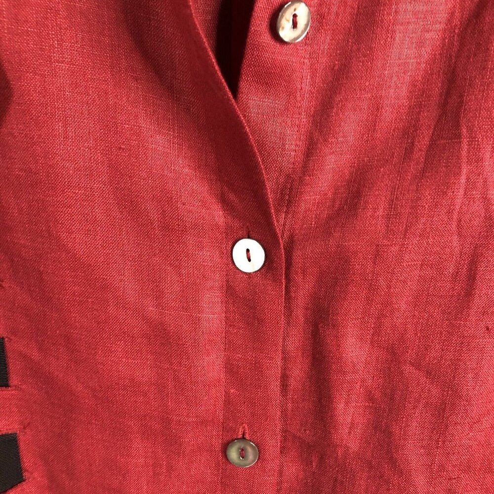 Cottage Clothing Company Top Women Large Red 100% Linen Artsy Airy Lagenlook - Picture 8 of 11